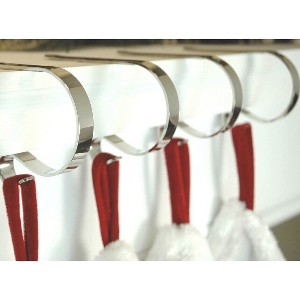 The Original Mantle Clip Set of‎ 4 Stocking Holder Silver Christmas Decoration